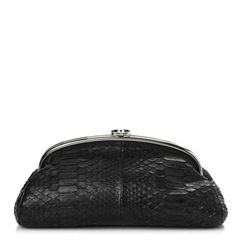 chanel python timeless clutch|CHANEL Python Timeless Clutch Black 1200193 .